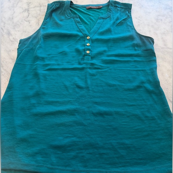 The Limited Tops - The Limited Teal Sleeveless Tank with Button Placket